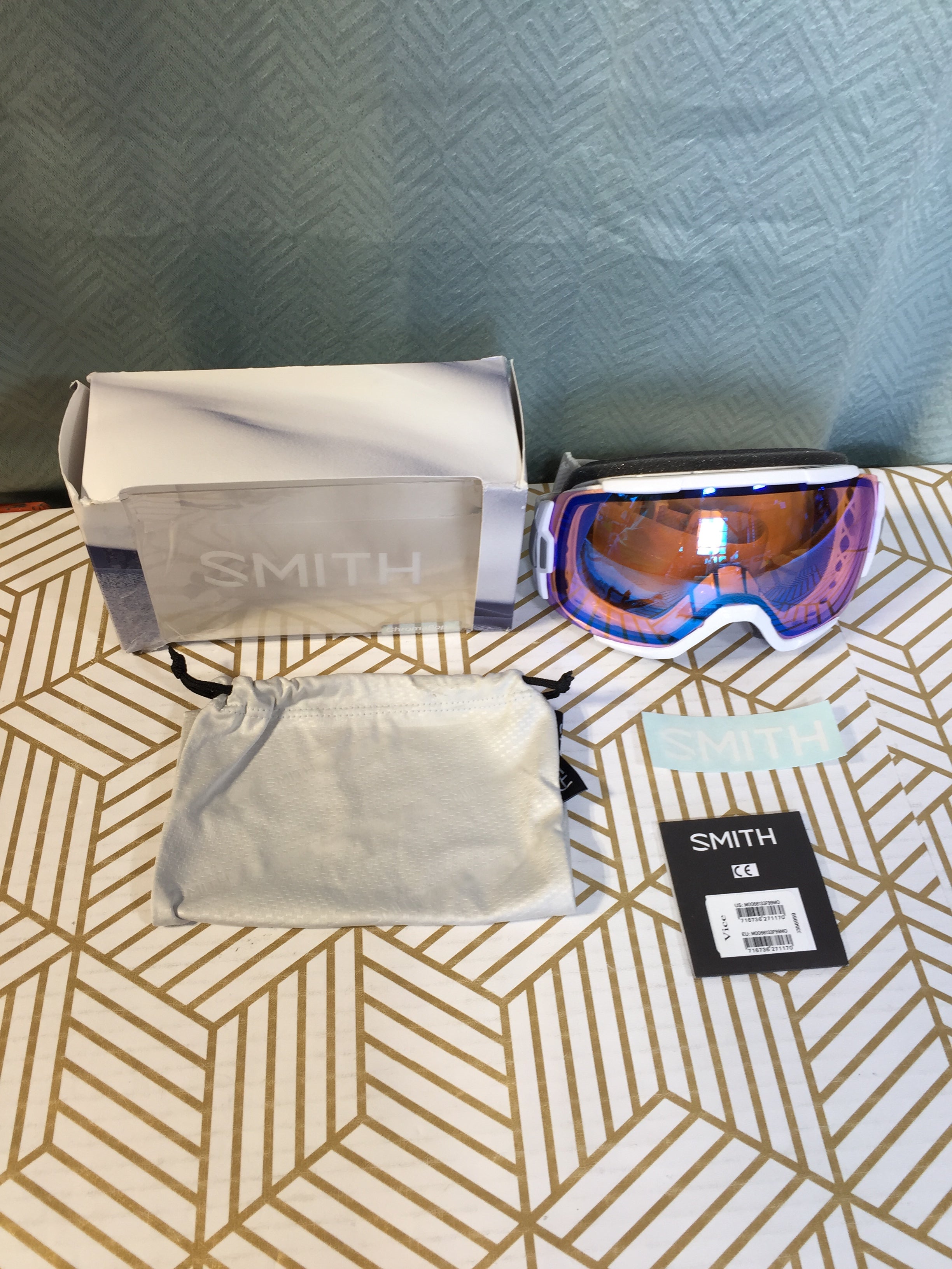Smith Optics 2019 Vice Snow Goggles - Vaper White/Chromapop Storm Rose Flash (7746670035182)